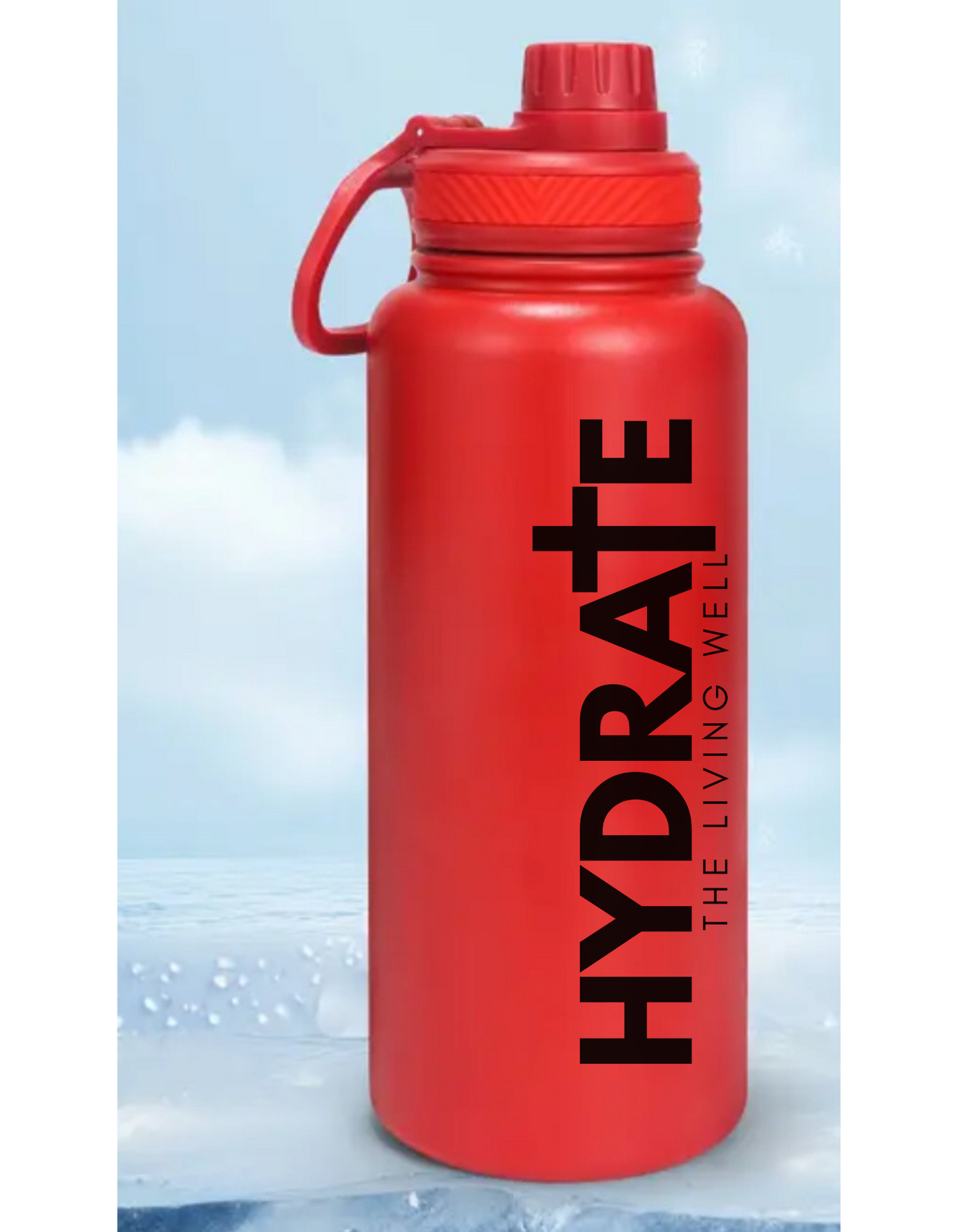 HYDRATE Insulated Water Bottle - 32oz (mystery font color!)