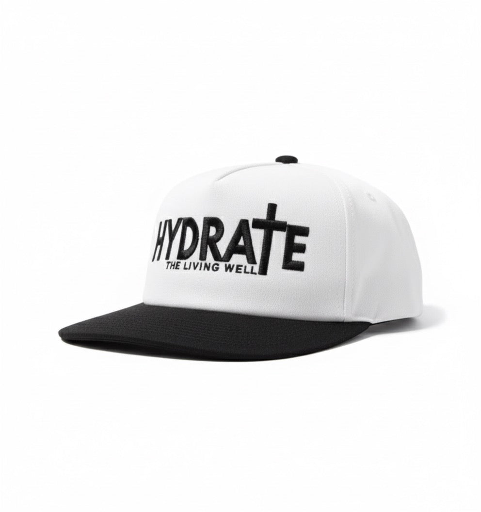White Embroidered Flatbill Hat (Pre-Order)