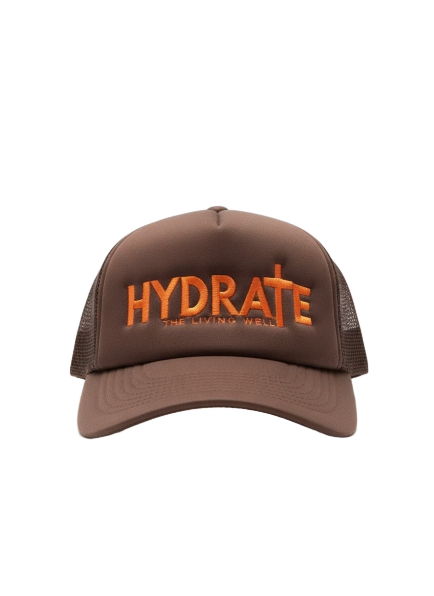 Brown cap with 'HYDRATE' text on a white background